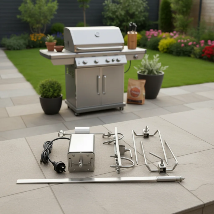 Motor corderos y cerdos 60 Kg + tridente 130 CM + soportes