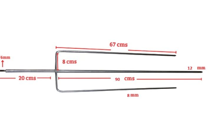Tridente para el motor de 12 kg entrada cuadrada 6 mm largo 110 cm
